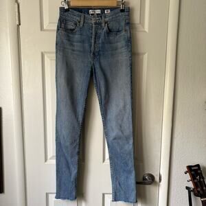 Re/Done High Rise Ankle Cut Jeans in Classic Stone size 25